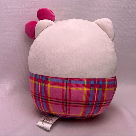 Squishmallows Kellytoy Plush Hello Kitty Sanrio 8” Hello Kitty Pink Plaid - Picture 4 of 6